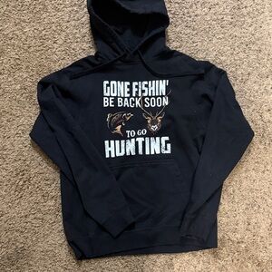 Black Graphic Hoodie with Hunting Theme